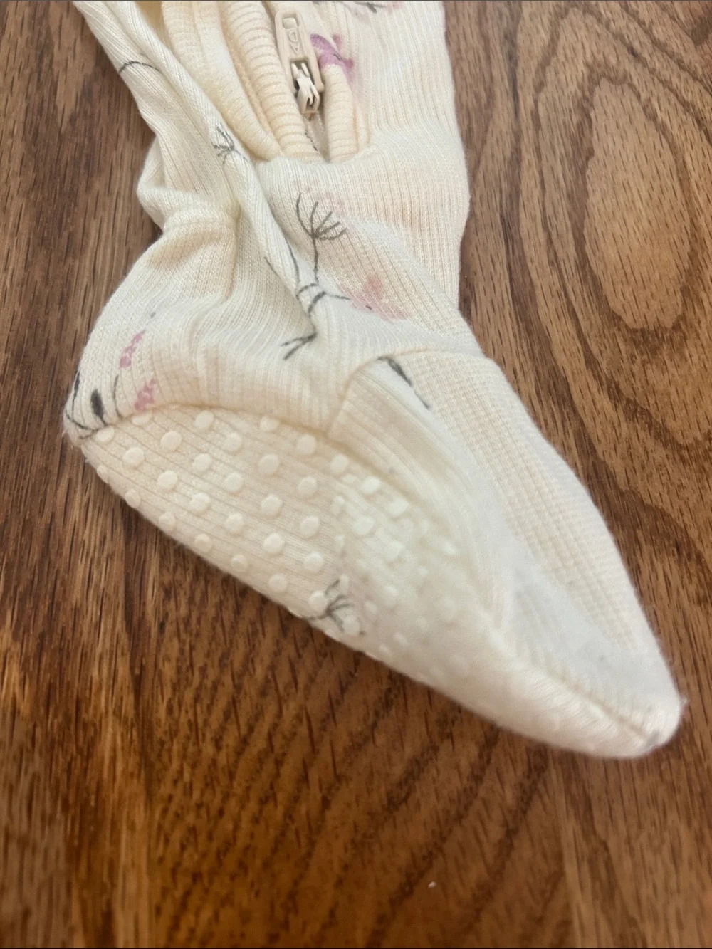Angel Dear 3-6M Ribbed Modal Ruffle Zip Footed Sleeper Floral NWOT